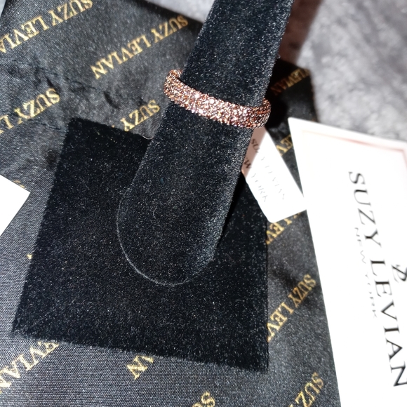 14K Rose Gold Plated Micro-Pave Brown CZ Eternity - Picture 4 of 10